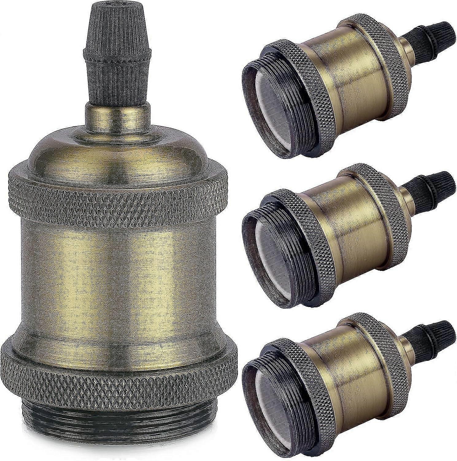E27 Lamp Socket, Edison Retro Pendant Lamp, Solid Ceramic Adapter, 4 Pieces Champagne Gold Socket