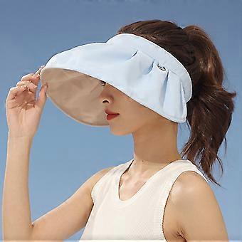 Boné com viseira dobrável para mulheres, proteção UV, chapéu de sol feminino de verão para atividades ao ar livre, aba larga e macia.