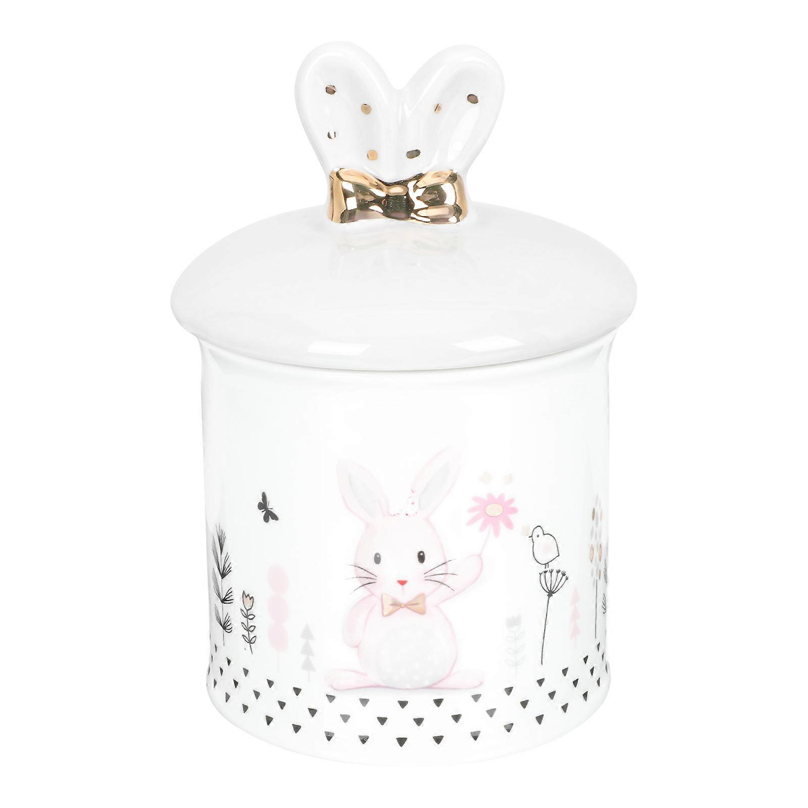 Rabbit Pattern Ceramic Cookies Canister for Multipurpose Storage