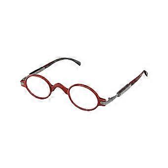 Unisex Retro Ovale Læsebriller +2.5 Røde og Gunmetal Letvægts Holdbart Stel