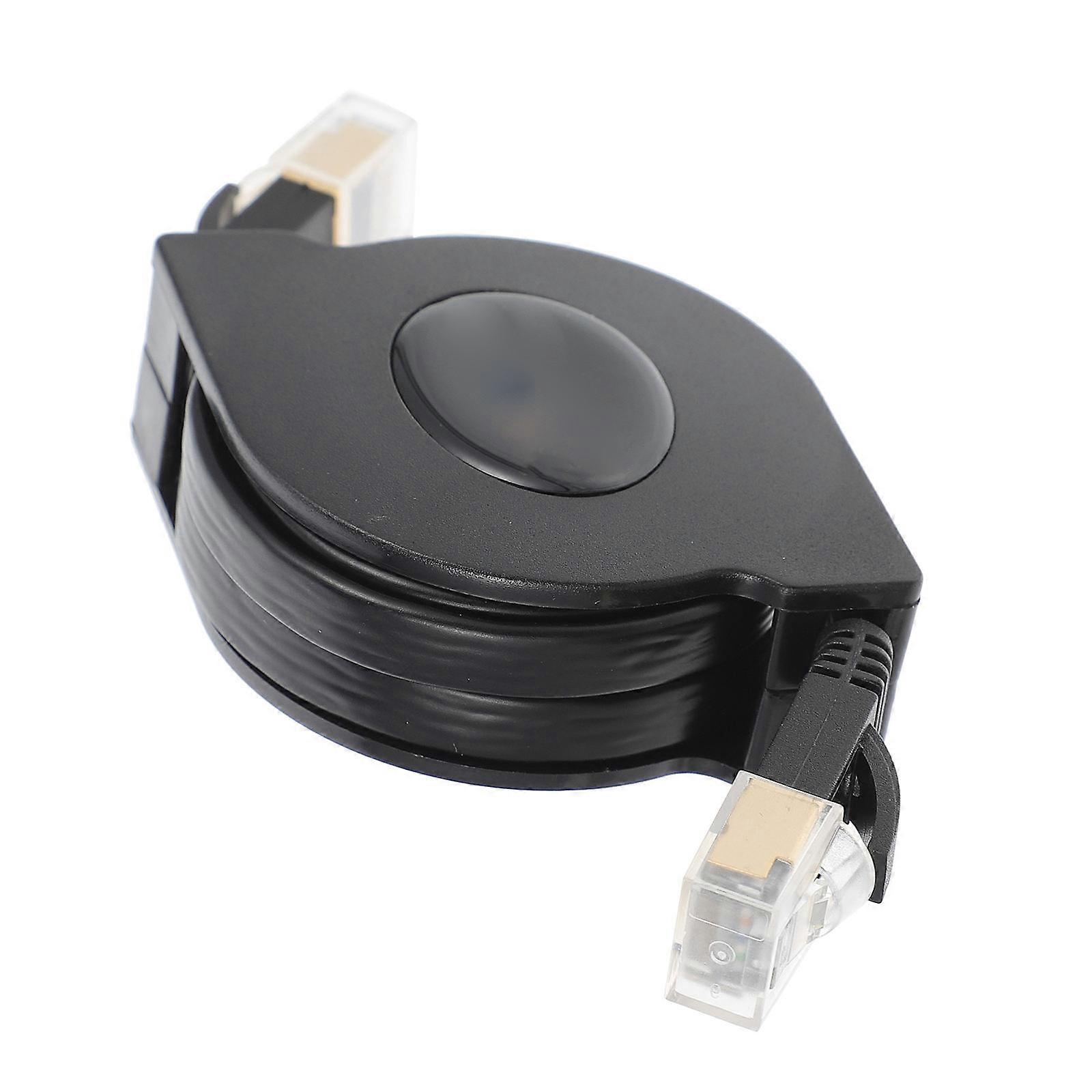 Black Cat 7 Network Cable for Computer Use 1.5m Telescopic Patch Cord