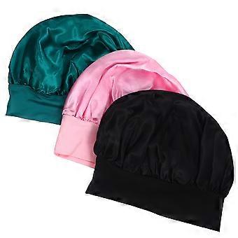 Satin Hair Bonnet for Sleeping Comfortable 3Pcs Sleep Caps for Women