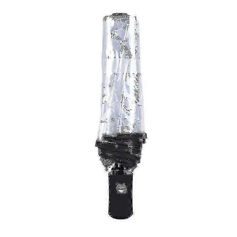 Automatic Open Close Fold Windproof Umbrella Compact Rain Transparent Clear