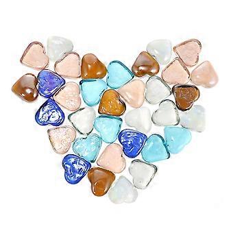 Herzförmige Glasstein-Aquariendekoration, 1 Set, verschiedene Farben