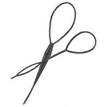 Lot de 2 tresses en plastique au crochet pour cheveux, accessoire de coiffure (noir)