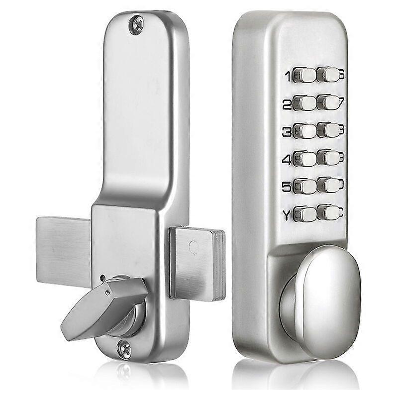 Digital code door lock - Chrome - Waterproof - Combination lock button - with key - Silver
