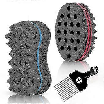 3pcs Hair Sponge Set for Men & Women - Afro Curl Brush & Twist Sponge for Natural Hair Styling