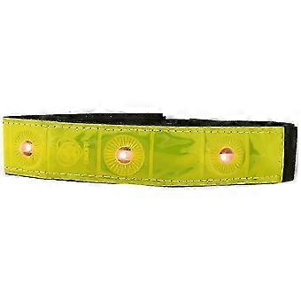 2 x Reflective Band Arm Leg Strap Belt 4 LED Light Cycling Running Jogging Arm Band 26-27