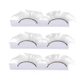White Pure Color Fake Eyelashes for Performance Makeup 3Pair