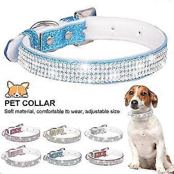 Pet Collar Soft Texture Decorative Adjustable Dogs Inlaid Rhinestone Collar Pet Supplies-s-golden
