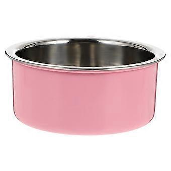 Rustfrit stål Pet Feeder hængende mad foderskål Pet forsyninger til hundekat (pink, størrelse S)