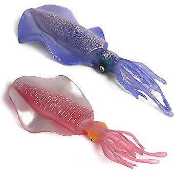 2pcs Realistic Reef Squid Model Toys, Simulated Sea Life Animals Figurine Collection