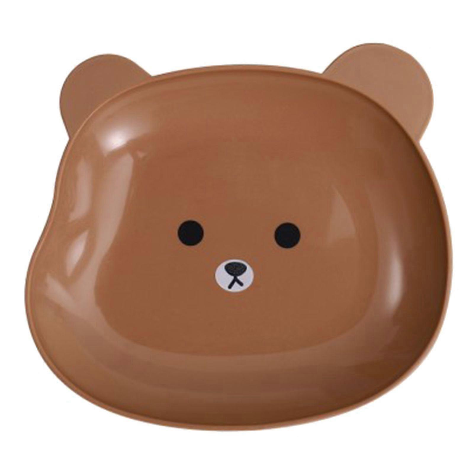 Snack Plate Cute Bear Pattern Easy to Clean Stackable Round Edges Multipurpose Plastic Space Saving Fruit Dish Kitchen Tableware