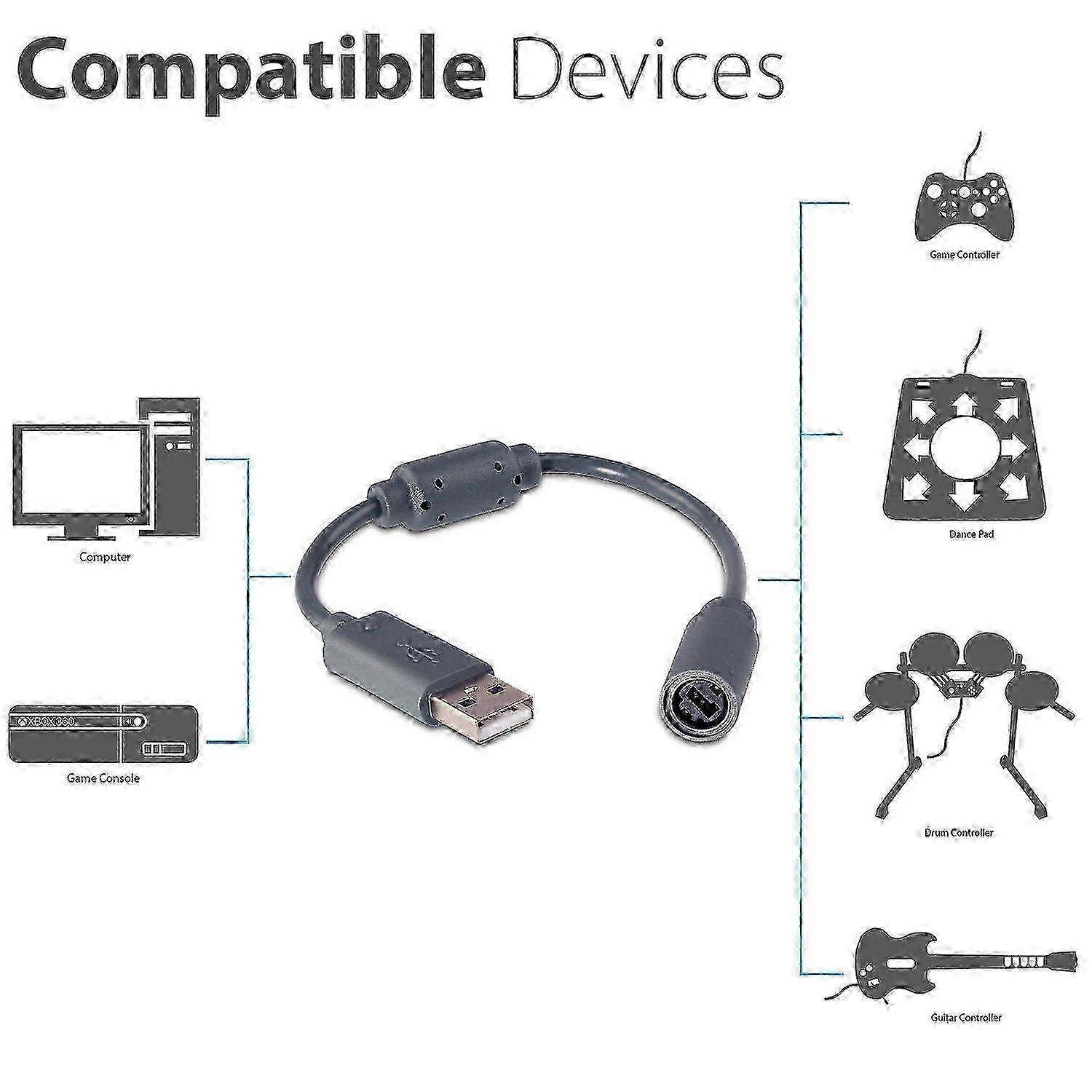 Fosmon Replacement Dongle for Microsoft Xbox 360 Wired Controllers