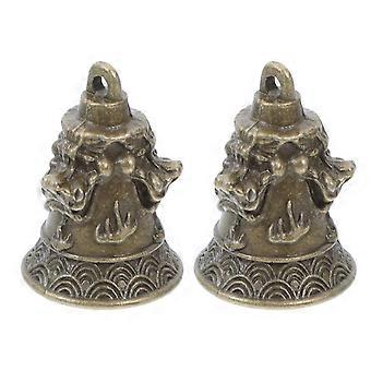 Vintage Bell Brass Car Keychain Pendants for Decoration 2Pcs