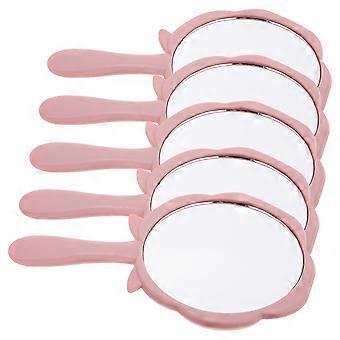 Handheld Makeup Mirror Pink Rose Flower Cosmetic Mirror for Purse 5Pcs