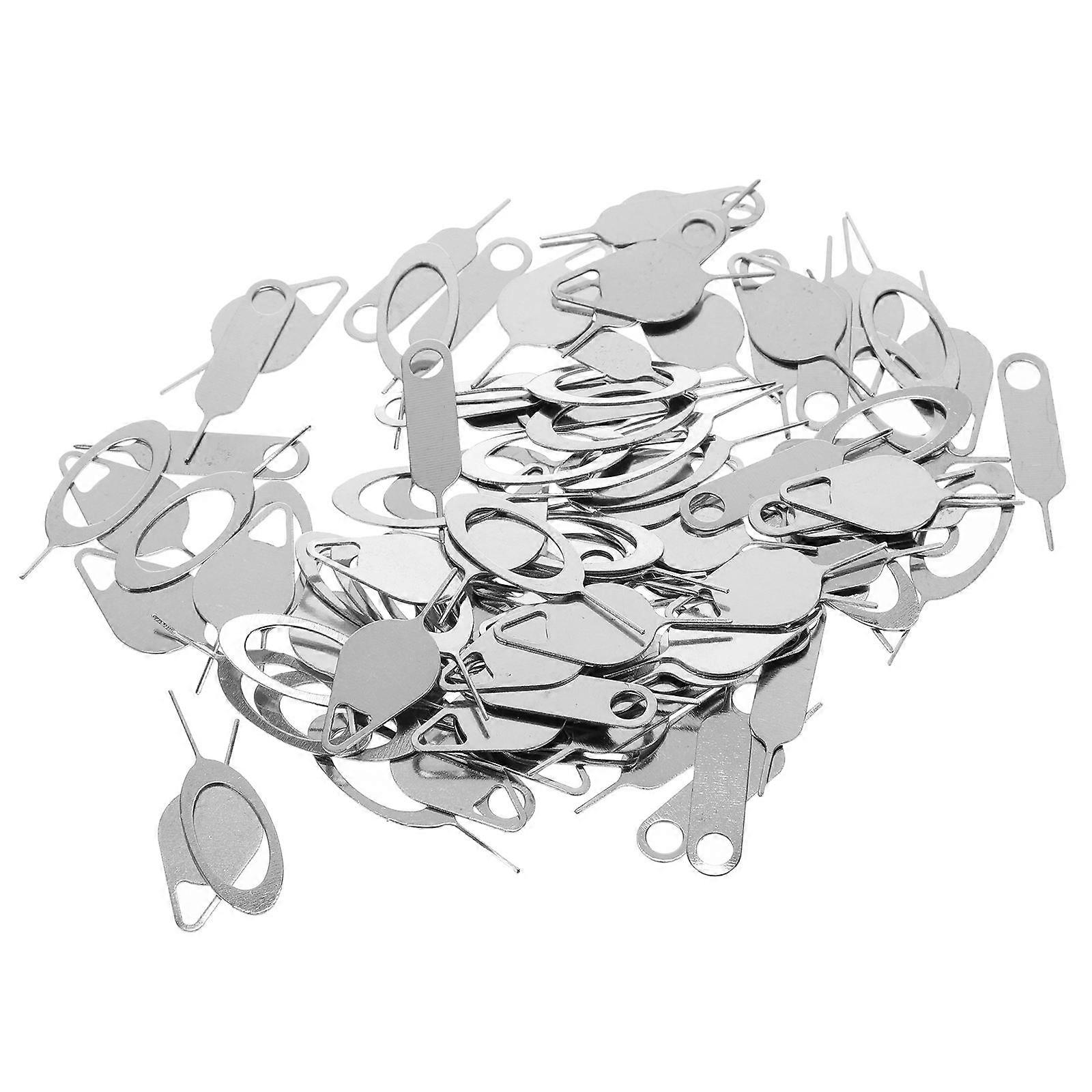 100 Pcs SIM Removers Eject Cellphone Ejector Steel SIM Removers (Silver)