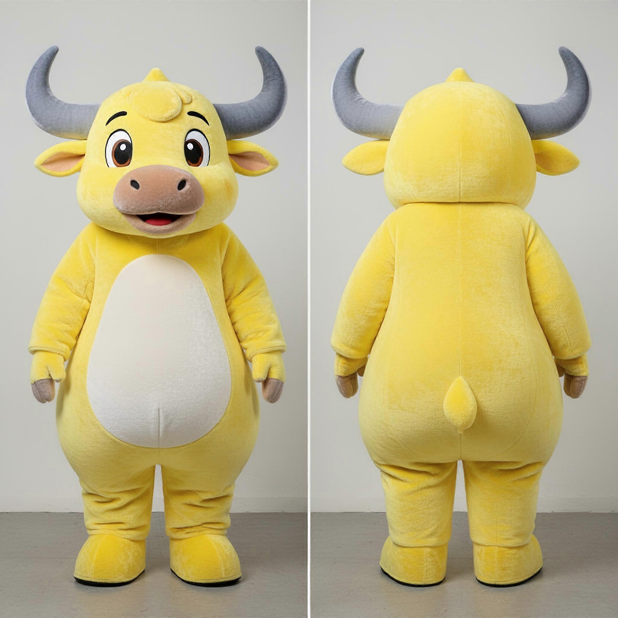 MASTICOT Lemon Yellow Fluffy Yak Mascot