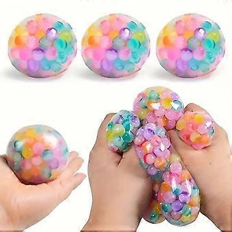 Stress relief ball toy, children's grape ball, 6.0 patterned colorful beads, stress relief ball, squeeze toy
