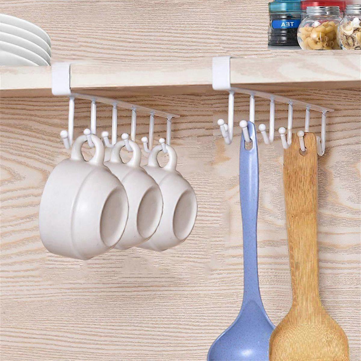 Rust-Resistant Under-Cabinet Mug Hooks Space-Saving Kitchen Organizer