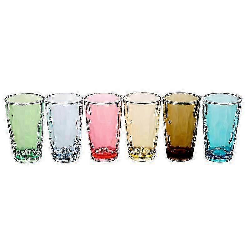 6PCS Colored Plastic Cups Reusable Drinking Glasses 420ml