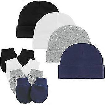 Baby Hats and Mittens Unisex Infant Beanie Caps Newborn Hospital Hat with Scratch Mitten Set for Baby Boys GrilsSet 3