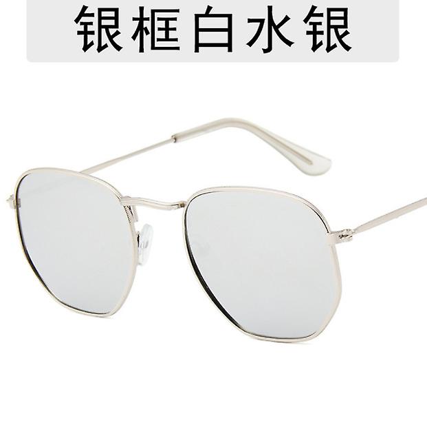 Hot New Design Men's And Women's Metal Frame Polygon Sunglasses Trend Small Frame Dazzling Mercury Uv Protection Sunglasses