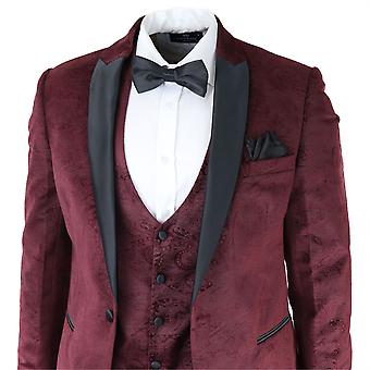 Men's Velvet Paisley Fit Piece Suit Tuxedo Dinner Jacket Wedding