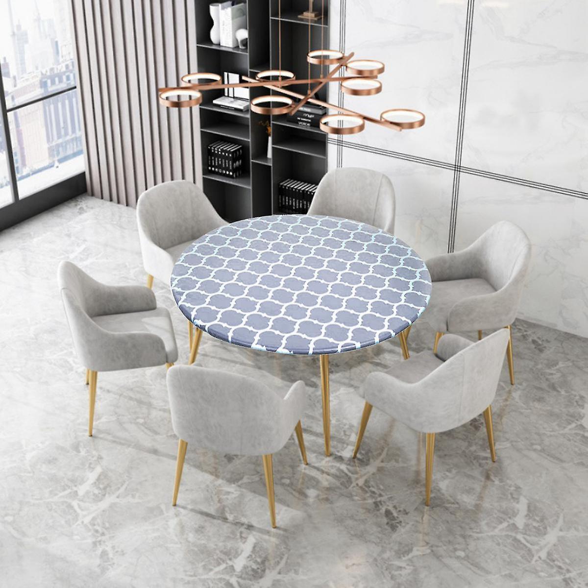 Home Tablecloth 40"-55" Dustproof Fitted Table Cover For Dining Table Green S