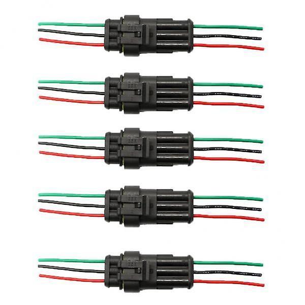 2x5 Pair 3 Pin Way Waterproof Electrical Car Connector Plug Socket for Wire