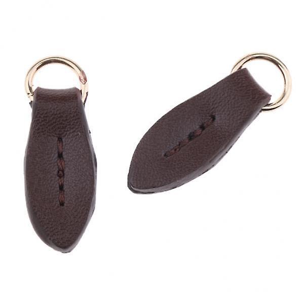 9x2Pcs Leather Zipper Puller Replacement Slider for Wallet Purse Bag Coffee