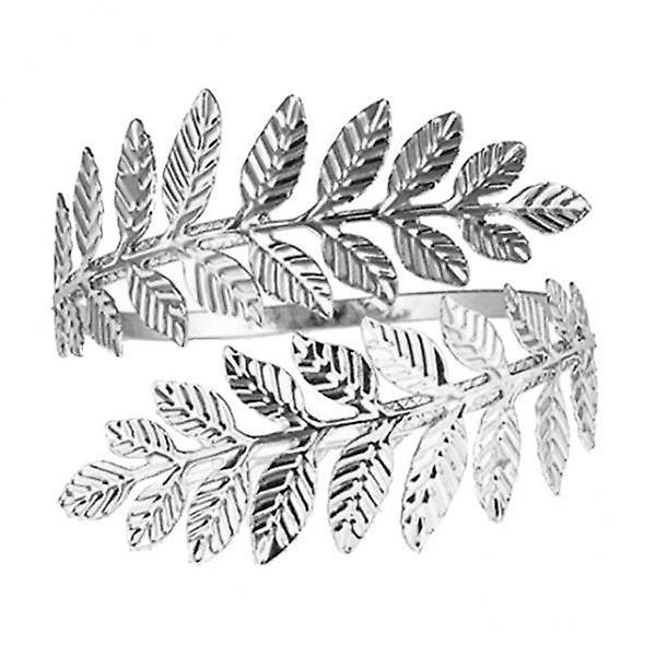 2xSwirl Leaf Shape Upper Arm Cuff Armlet Armband Bangle Bracelet  Silver