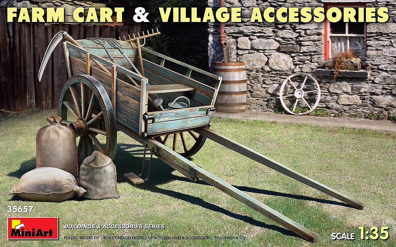 Miniart MIN35657 Farm Cart with Village Accessories - 1:35 scale kit 1:35 scale Plastic Unpainted Others Scale model