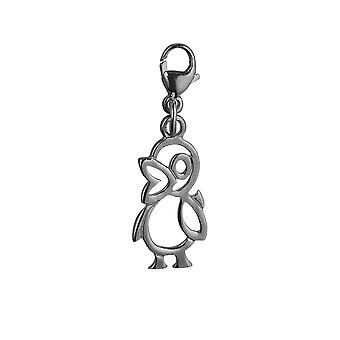 Silver 17x10mm pierced Duck Charm with a lobster catch