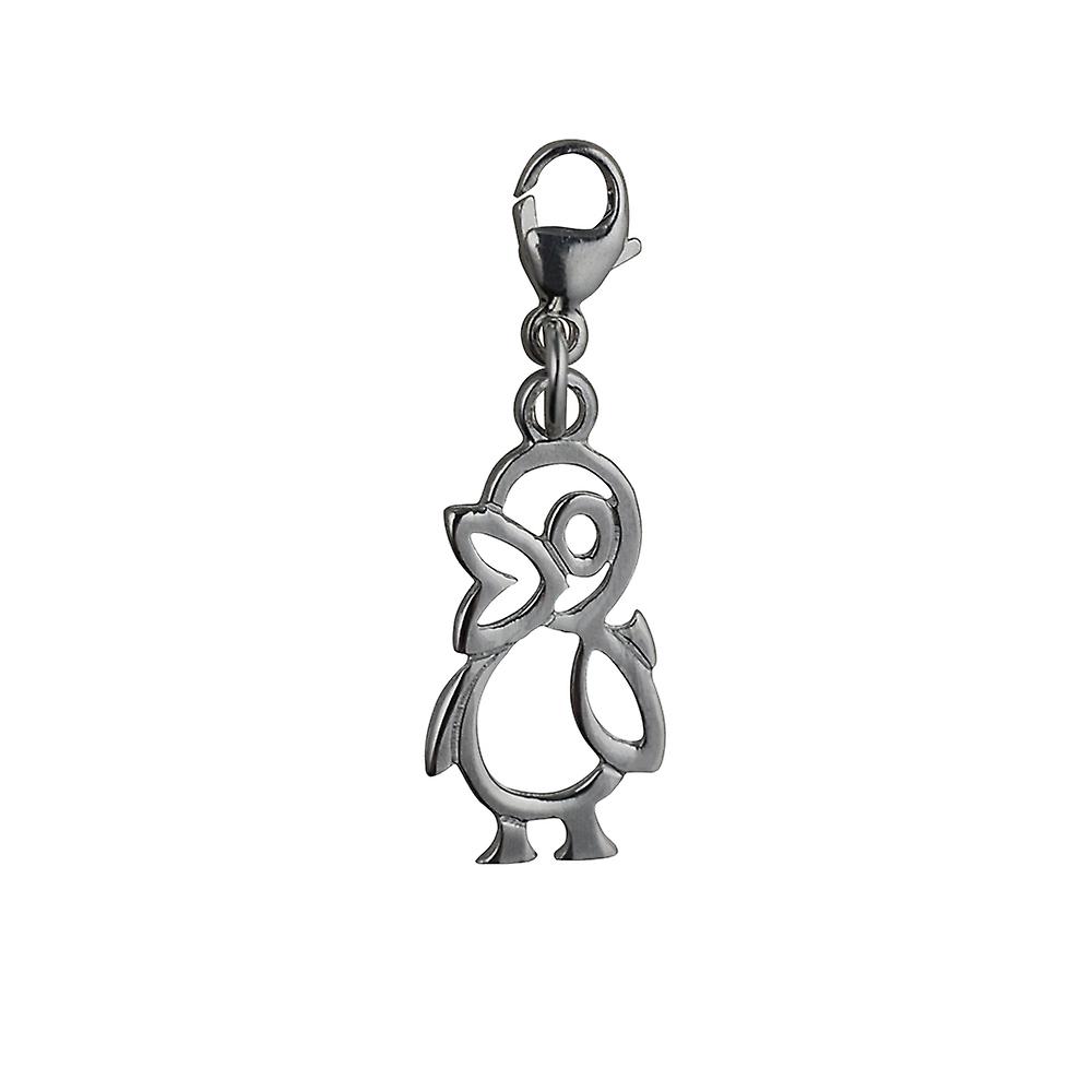 Silver 17x10mm pierced Duck Charm with a lobster catch