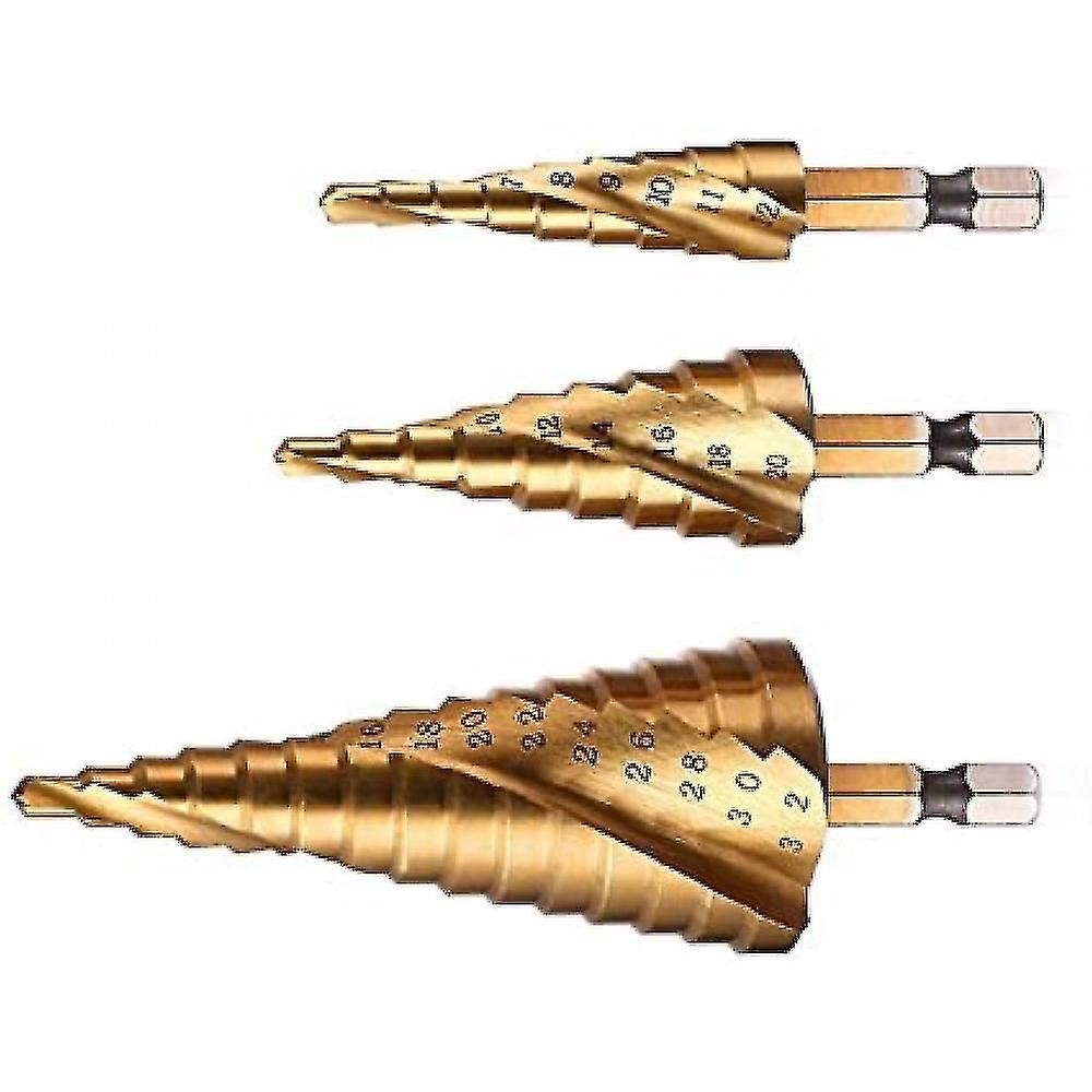 Drill Screwdriver Bits Hss 3 Piece Set Step Drill Spiral Groove Peeling Drill Bit Taper Drill Metal Tool Set Metal