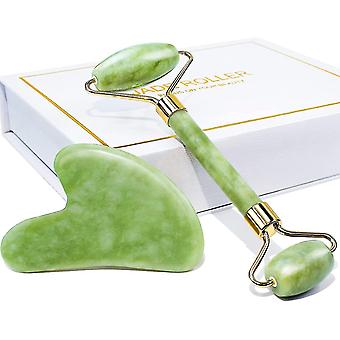 Neue Jaderolle und Gua Sha Werkzeug, Gesichts- und Nackenmassagegerät, Gua Sha beruhigt, Körpermuskeln entspannend, beseitigt Augenschwellungen