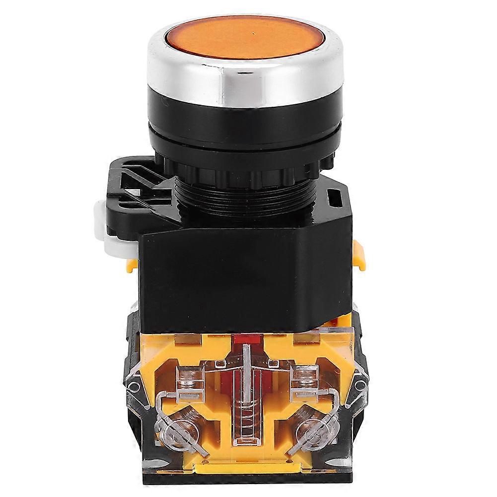 5pcs 22mm 37V-440V Push Button Switch Self Locking Button Switch without Light(Orange )