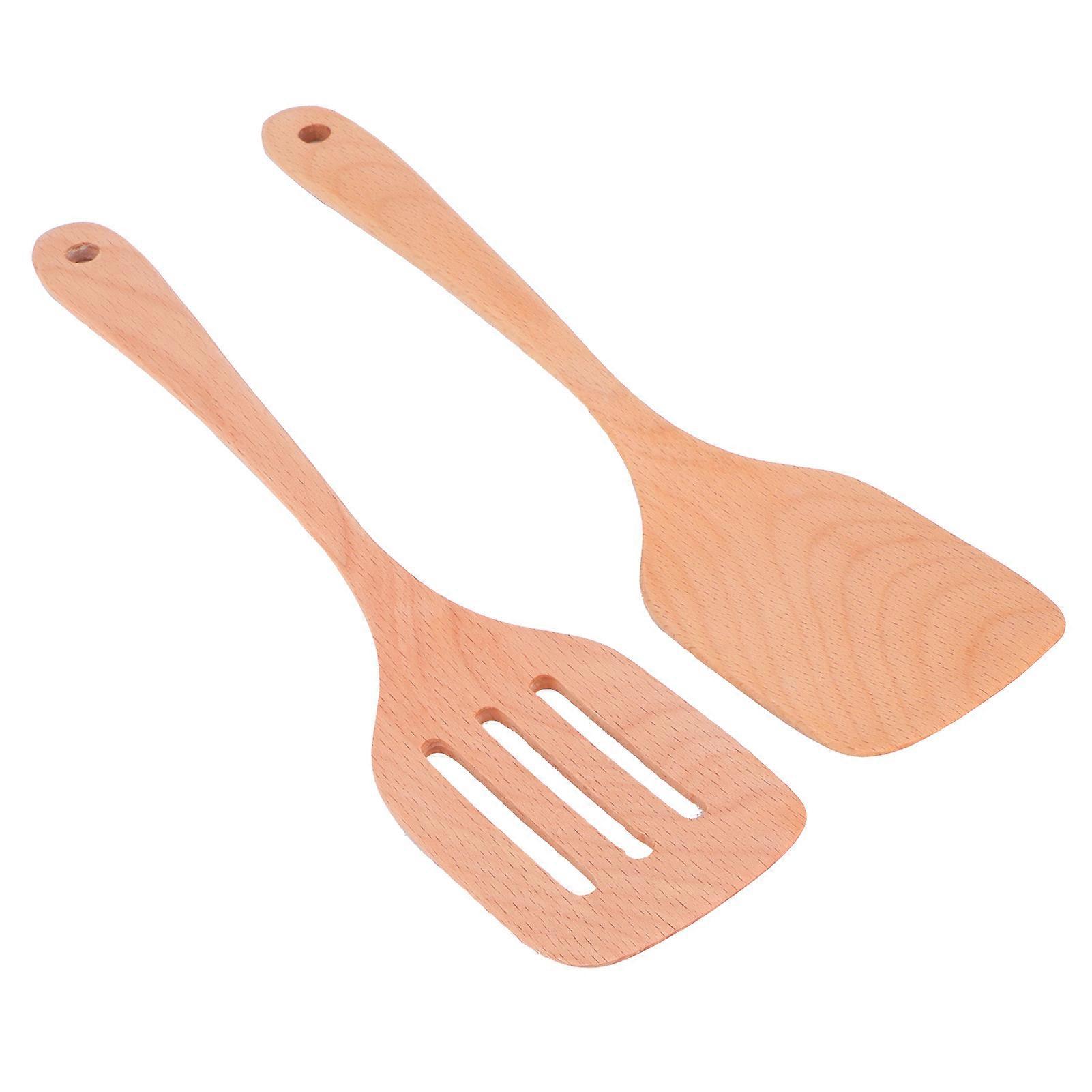 2Pcs Wooden Spatula Set Environmentally NoStick High Temperature Resistant Flat Spatula for Home