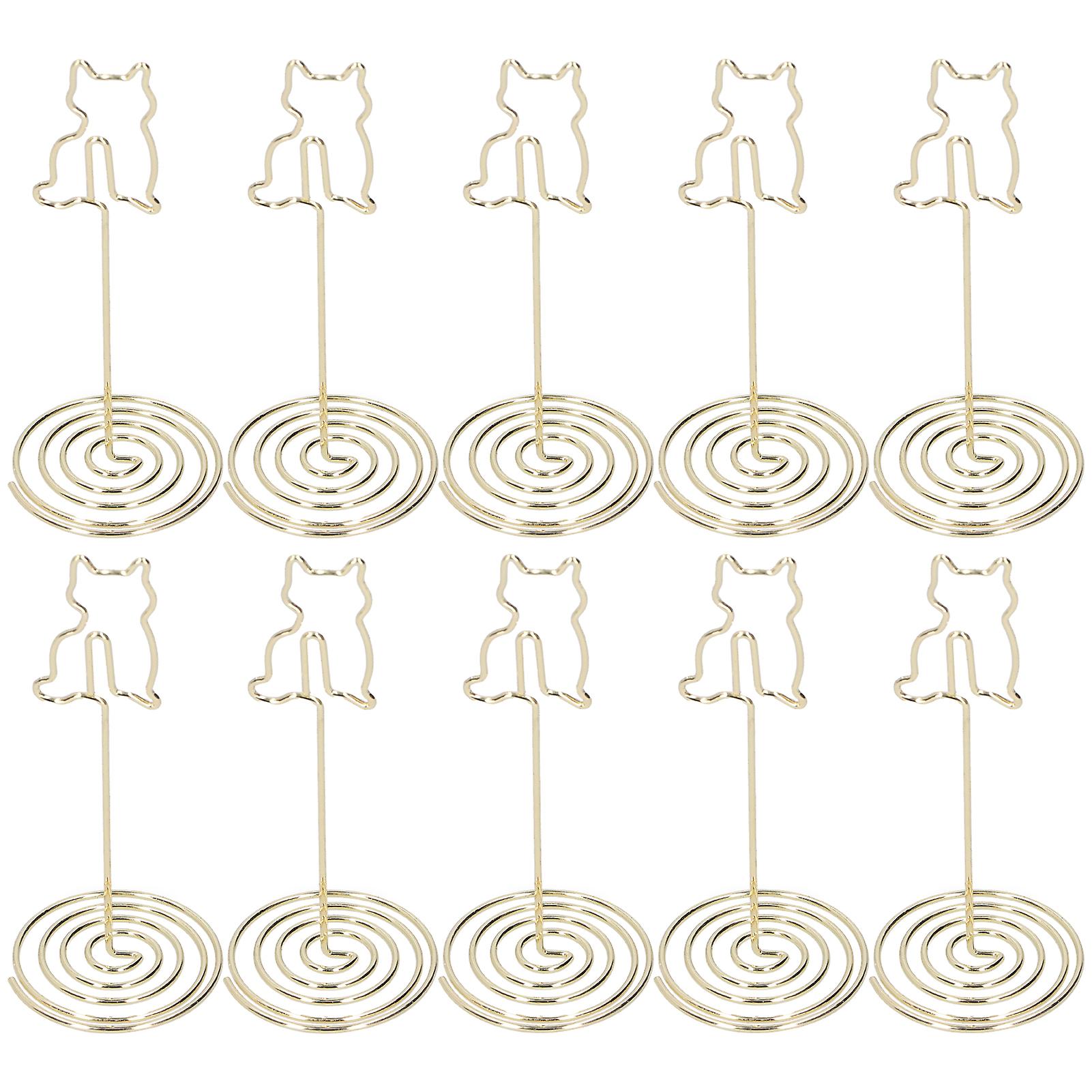 10Pcs Cat Photo Table Clip with Stand Desktop Message Notes Iron Wire Office Supplies