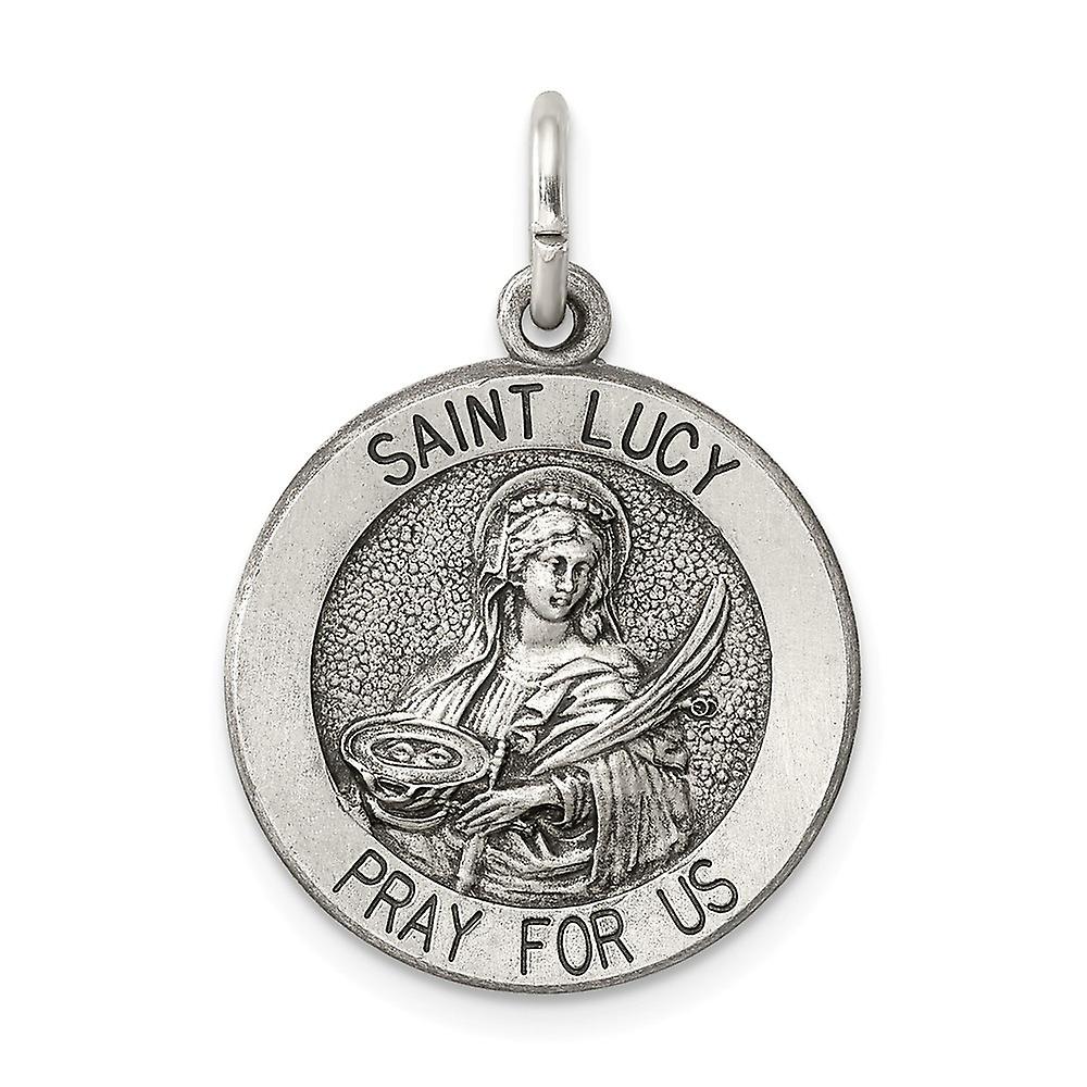 Sterling Silver (925) Saint Lucy Medal - Handcrafted In Italy, Papal Blessing, Gift Box Included