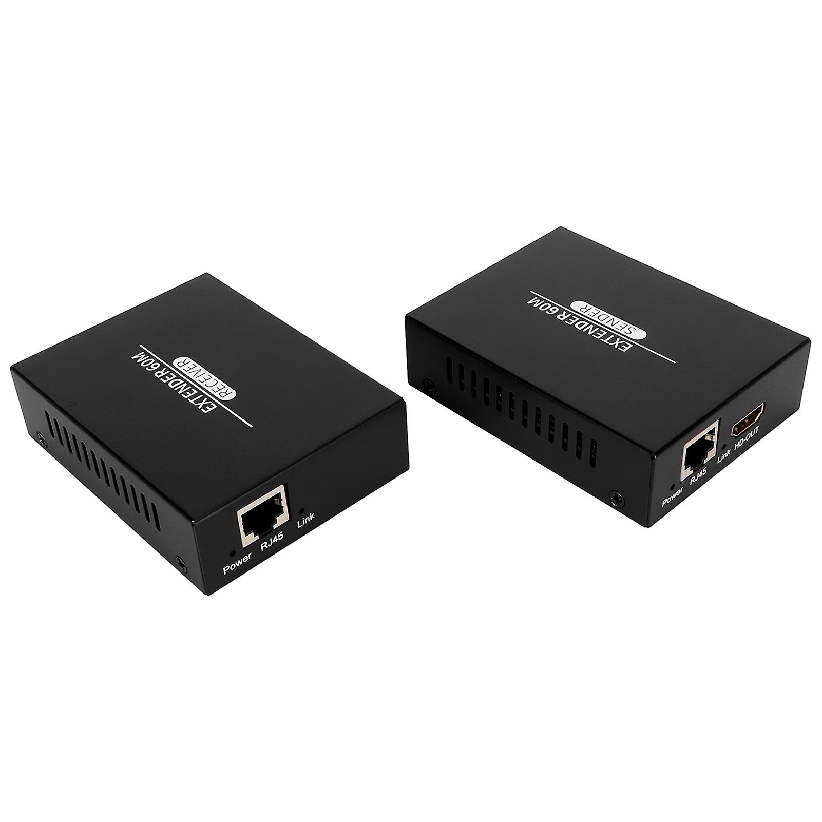 HD Multimedia Interface KVM Extender 197ft 1920x1080P 60Hz Remote Operation POC Function HD KVM Extender 100?240V EU Plug