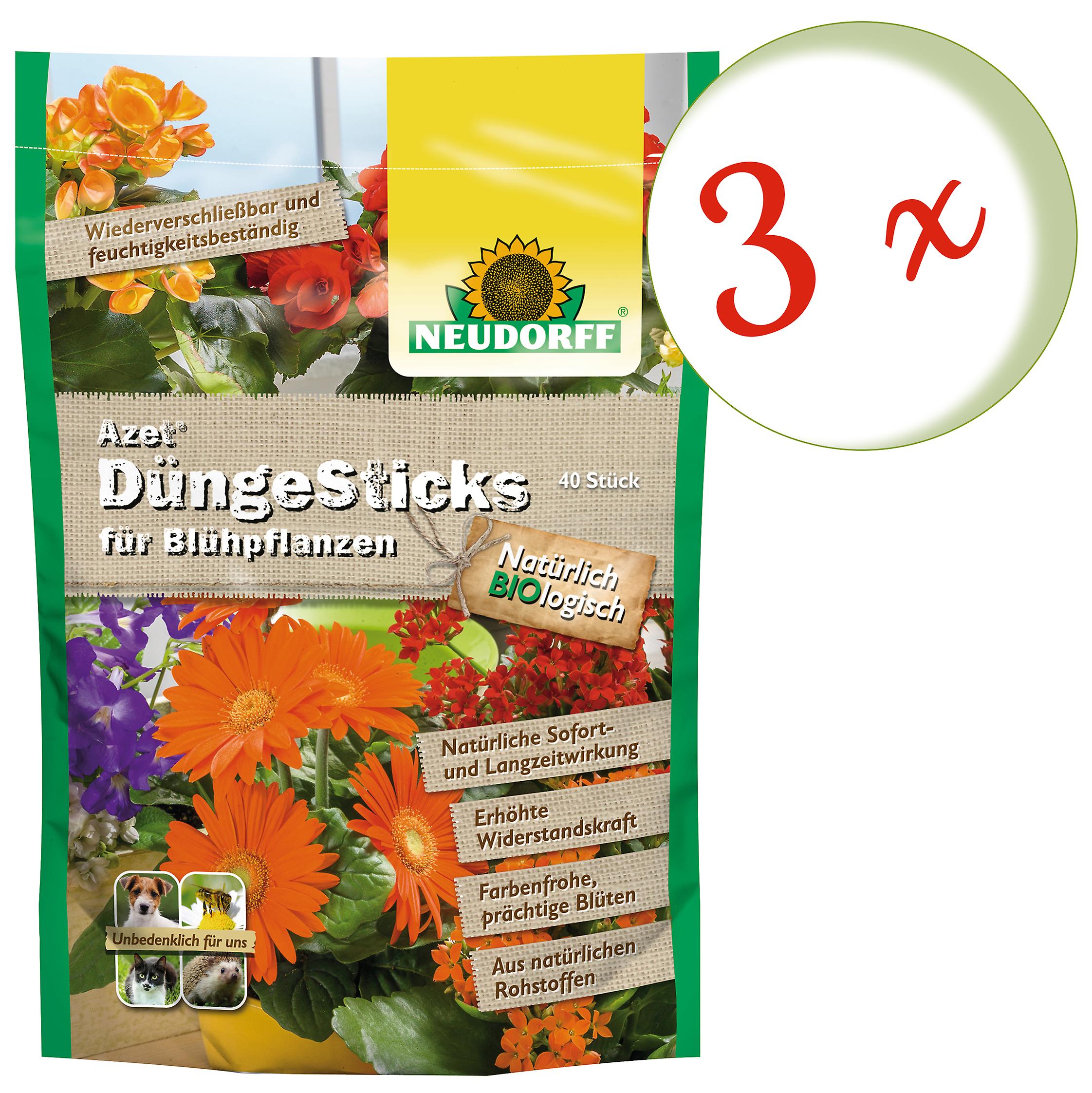 3 x NEUDORFF Azet® fertilizer sticks for flowering plants, 40 sticks