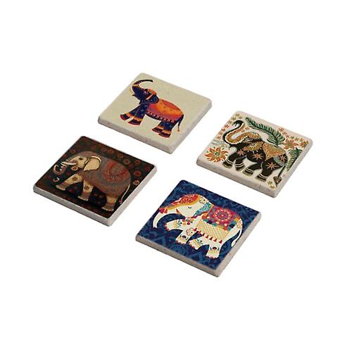 Elephant Art Design Stone Coasters Set for Home Decoration