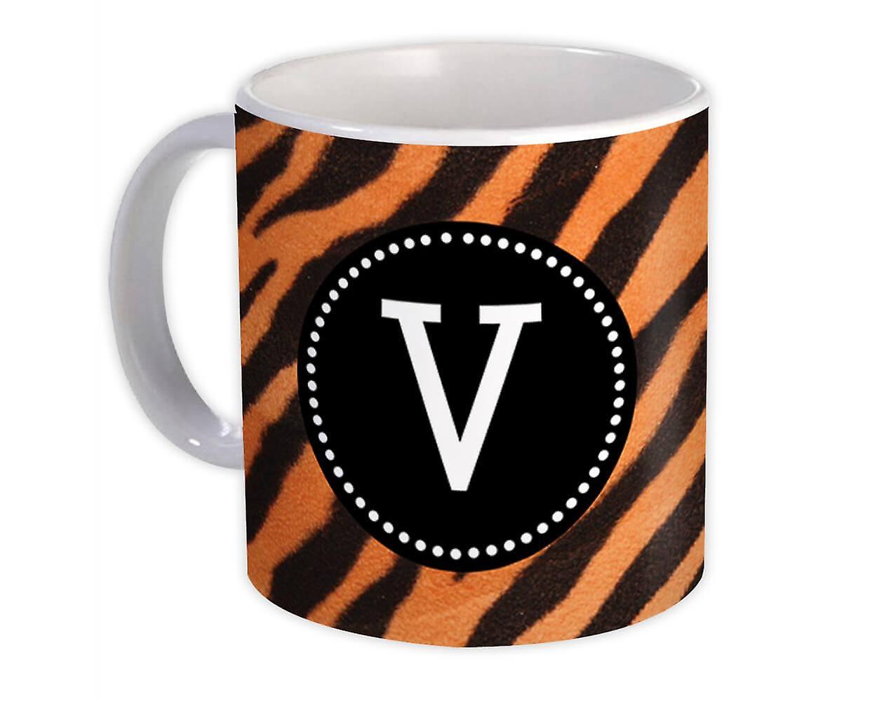 Gift Mug: Monogram Letter V Tiger
