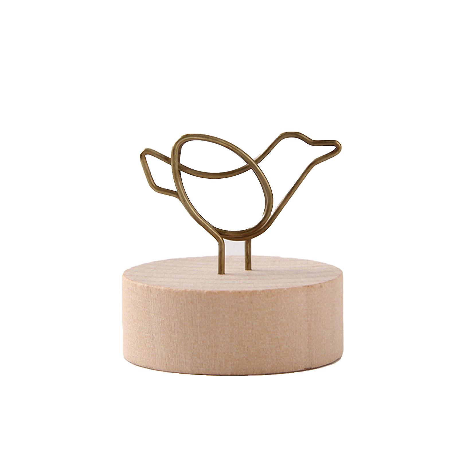 Table Card Holder Cute Unique Design Business Card Photo Holder with Wood Base for Home Office Decoration Bird