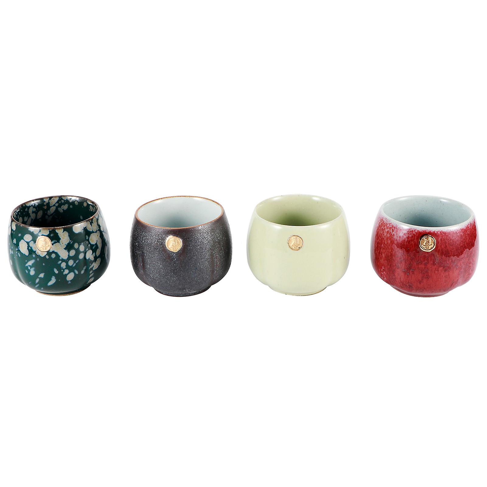 4er Set Keramik-Teetassen Im Japanischen Stil – Retro & Ofengebrannt Für Kaffee, Tee Und Mehr