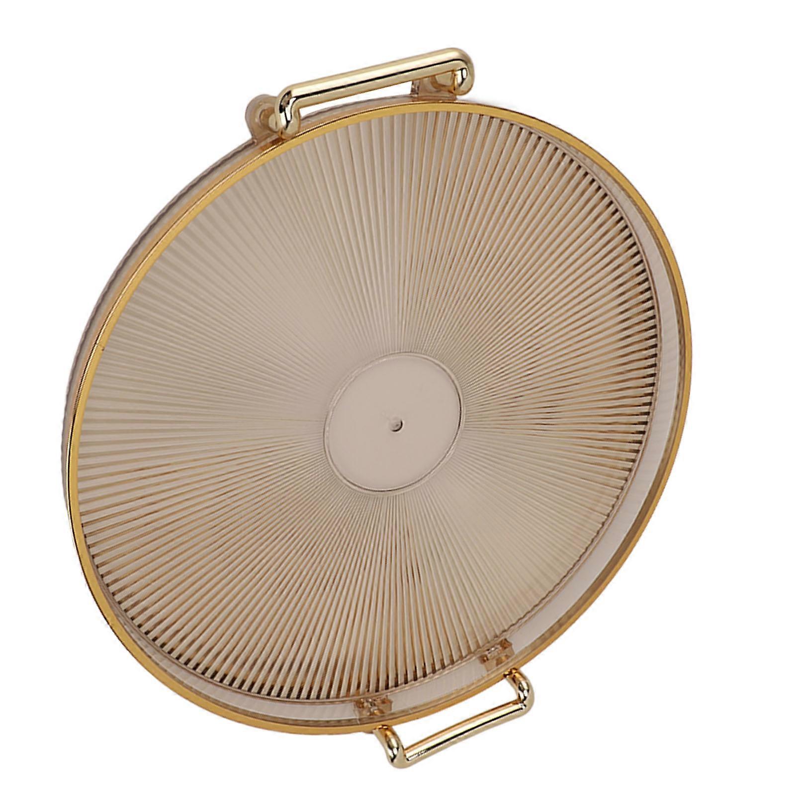 Round Tray with Gold Handle 27cm Amber Multi-Use Serving Tray