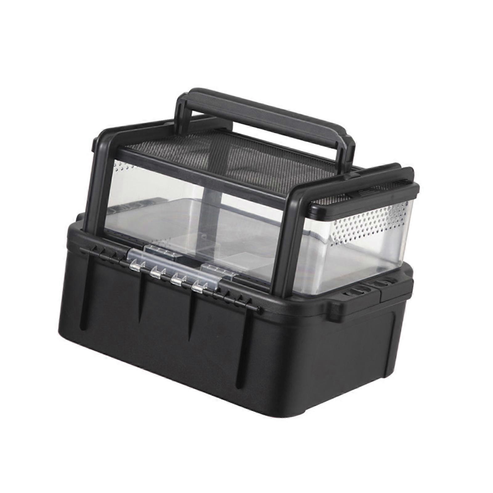 Turtle Container Double Layer Reptile Feeding Box for Crayfish Crabs Lizards