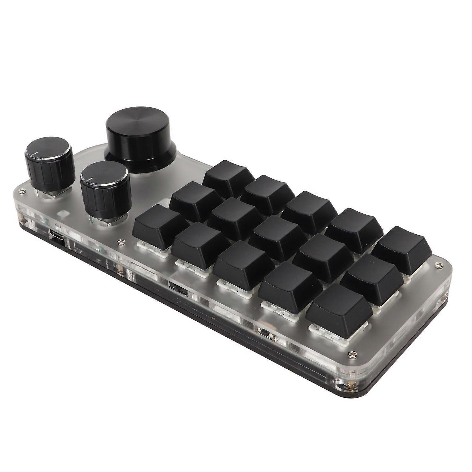USB Mini 15 Key Keypad with 3 Knobs Type C Wired Bluetooth 2.4G Wireless Three Connection Modes DIY Programmable Keyboard 